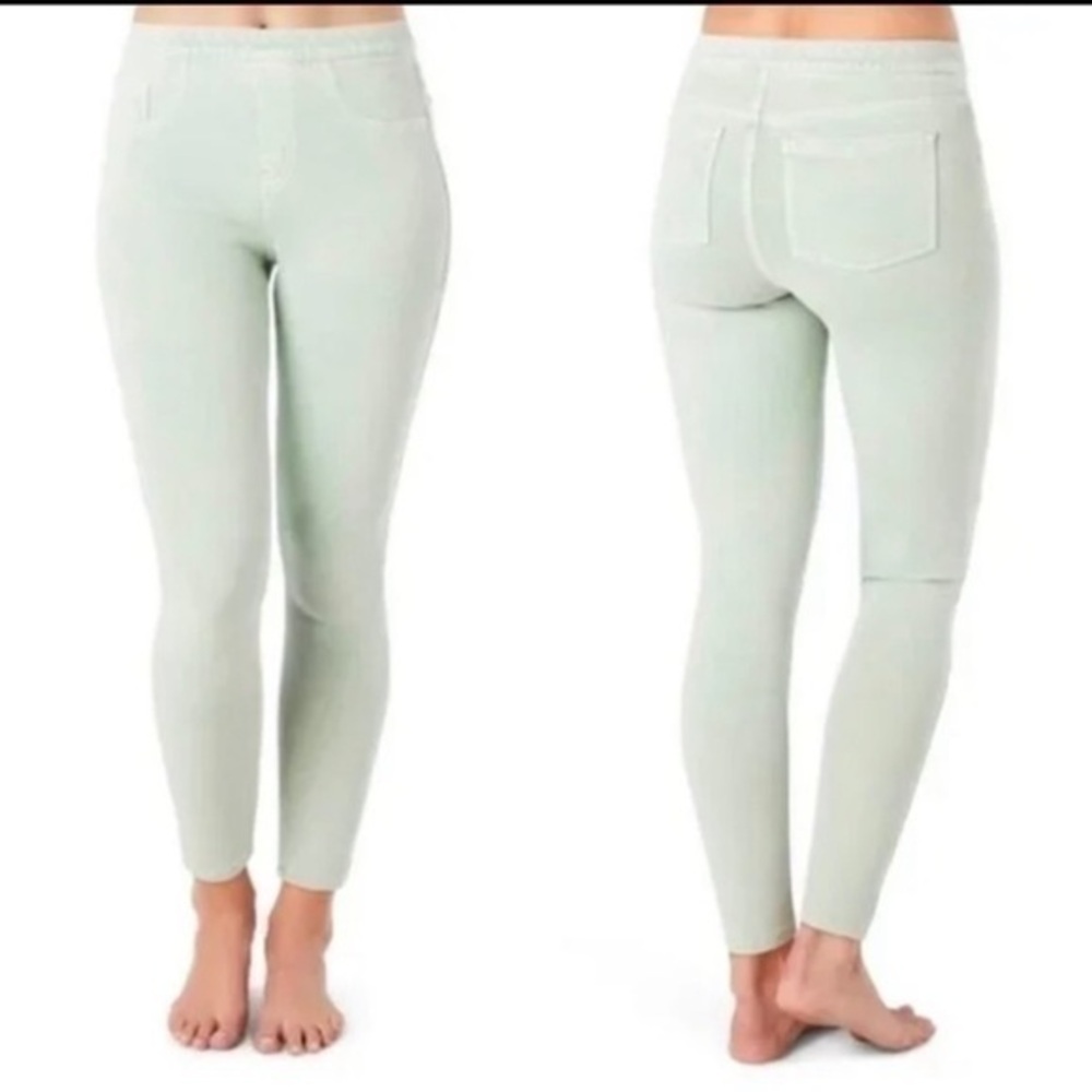 SPANX Skinny Jean-ish® Ankle Leggings Seafoam Green Ankle Legging Size M 6/8 EUC
